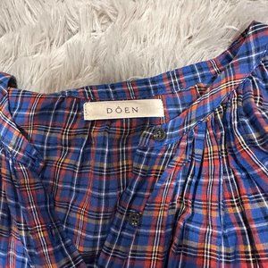 Doen Jane Blouse Azure French Plaid